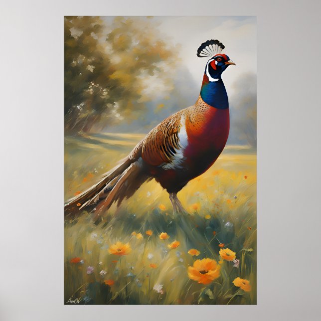 Póster | Pheasant | Estilo de pintura de aceite (Frente)