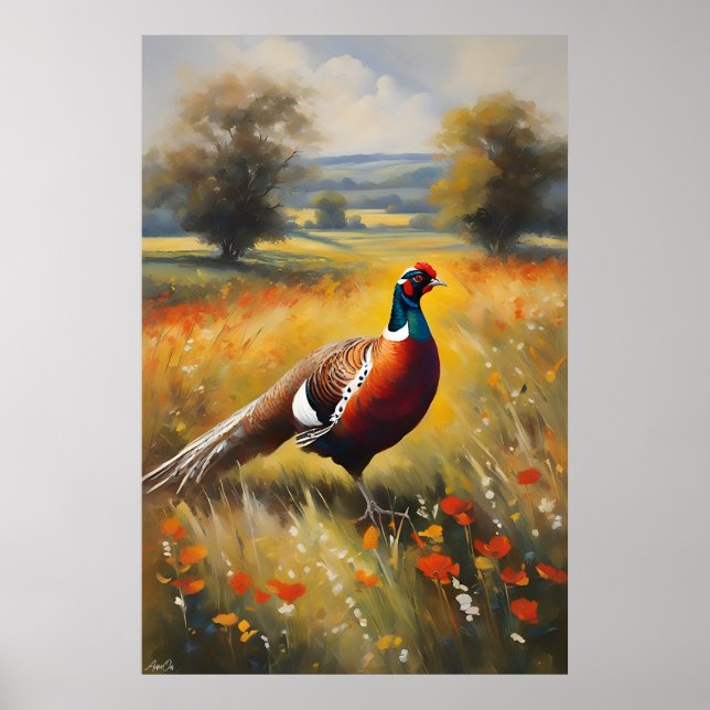 Póster | Pheasant | Estilo de pintura de aceite (Frente)