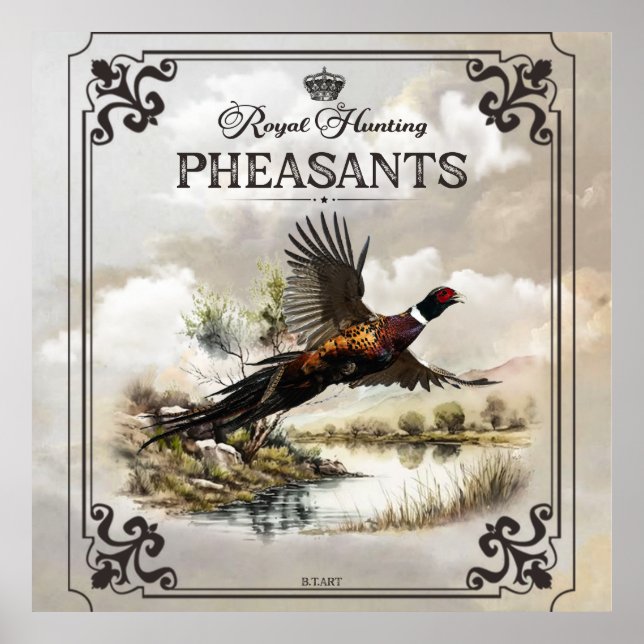 Póster Pheasants, cacería real (Frente)