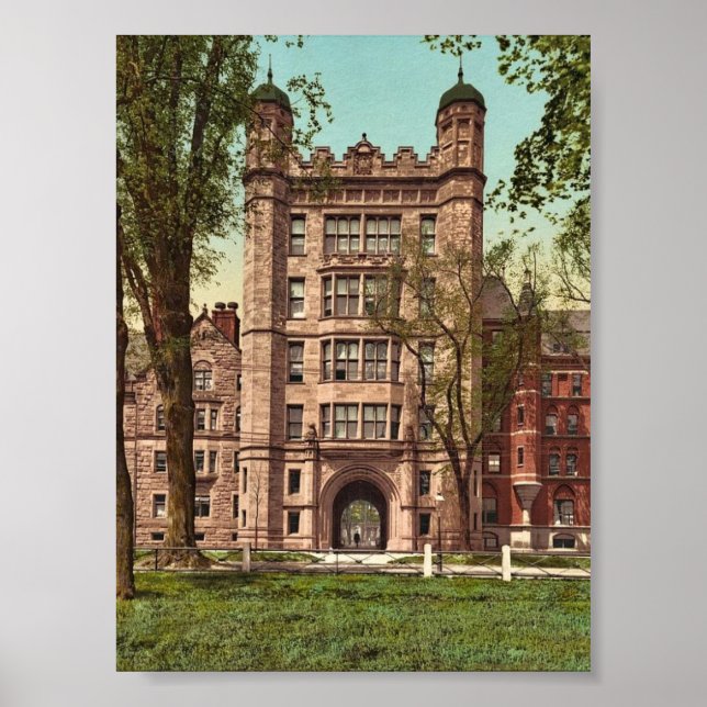 Póster Phelps Hall y la puerta de entrada, Yale College r (Frente)