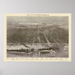 Póster Philadelphia, PA Panoramic Map - 1876