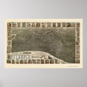 Póster Philadelphia, PA Panoramic Map - 1886