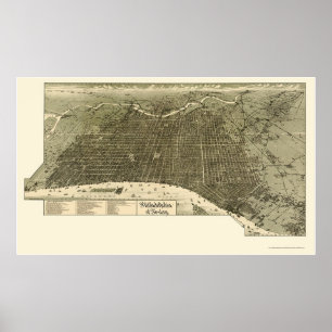 Póster Philadelphia, PA Panoramic Map - 1887