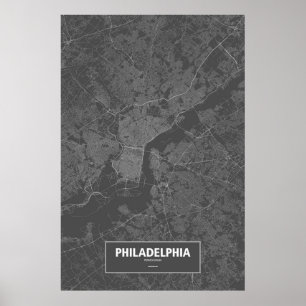 Póster Philadelphia, Pennsylvania (blanca en negro)