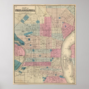 Póster Philadelphia, Pennsylvania Map