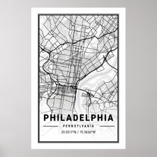 Póster Philadelphia Pennsylvania USA Travel City Map