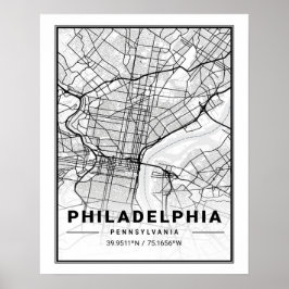 Póster Philadelphia Pennsylvania USA Travel City Map