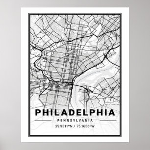 Póster Philadelphia Pennsylvania USA Travel City Map
