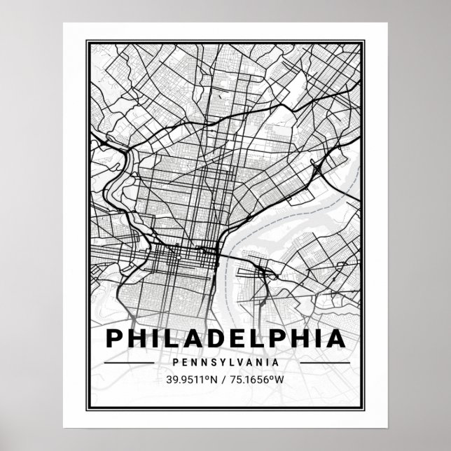 Póster Philadelphia Pennsylvania USA Travel City Map (Frente)