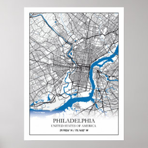 Póster Philadelphia Pennsylvania USA Travel City Map