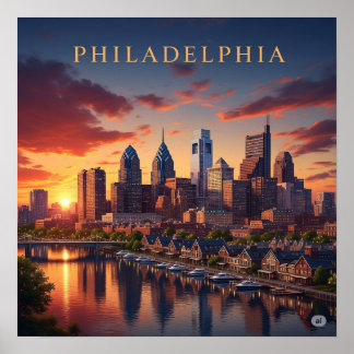 Póster Philadelphia Sunset