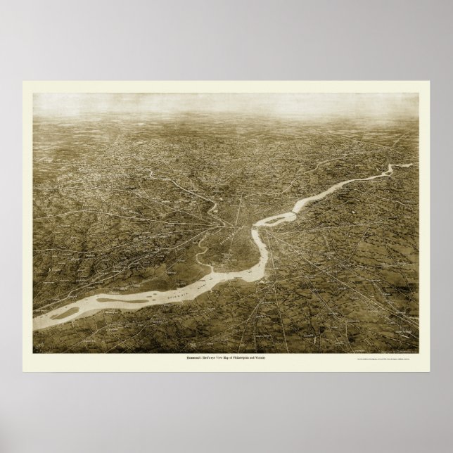 Póster Philadelphia Vicinity, PA Panoramic Map - 1926 (Frente)