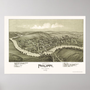 Póster Philippi, WV Mapa Panorámico - 1897