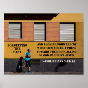 Póster Philippians 3:13-14 Prensa hacia la llamada alta