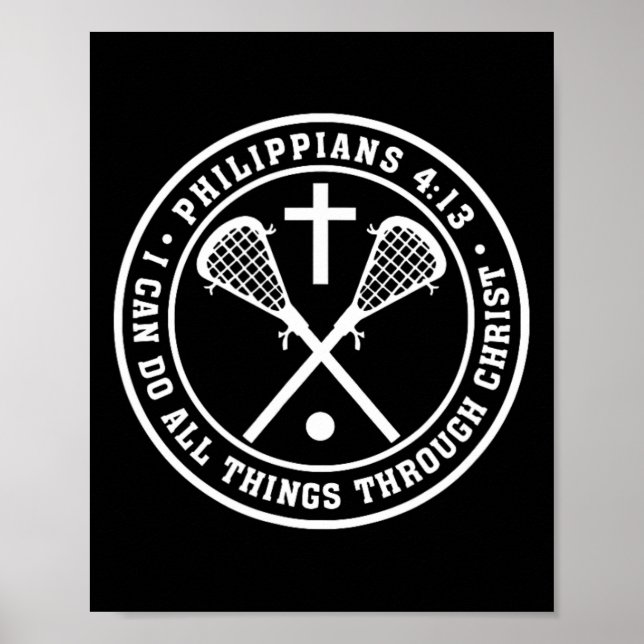 Póster Philippians 413 Christian Lacrosse Cross Jesus (Frente)