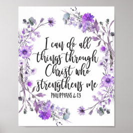 Póster Philippians 4:13 Biblia Scripture Lavanda Púrpura