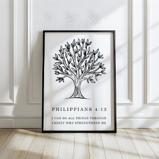 Póster Philippians 4:13 Christian Bible Verse Art