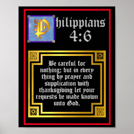 Póster Philippians 4:6 Letra luminosa verso bíblico
