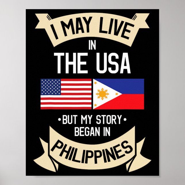 Póster Philippines American Flag Usa Filipino Roots Gifts (Frente)