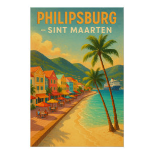 Póster ‘PHILIPSBURG — SINT MAARTEN retro Viajes 2026