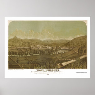 Póster Phillippi, mapa panorámico de WV - 1861