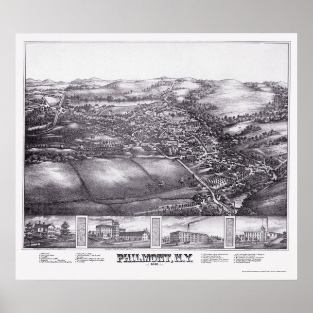 Póster Philmont, NY Panoramic Map - 1881 (Frente)