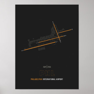Póster PHL - Diagrama de pista del aeropuerto de Filadelf
