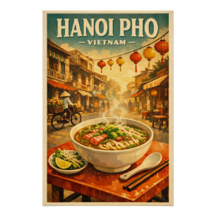 Póster Pho de Hanoi, Vietnam, en un clásico retro