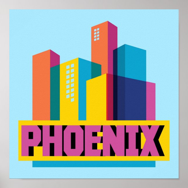 Póster Phoenix, Arizona | Neon Skyline (Frente)