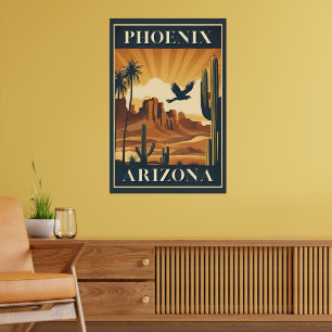 Póster Phoenix Arizona Retro Travel