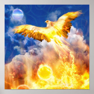 Póster Phoenix Bird RISE ABOVE YOUR TROUBLES
