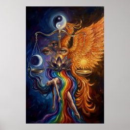 Póster Phoenix & Lotus Spiritual Art Poster