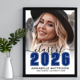 Póster Photo Blue Graduation Party Sign