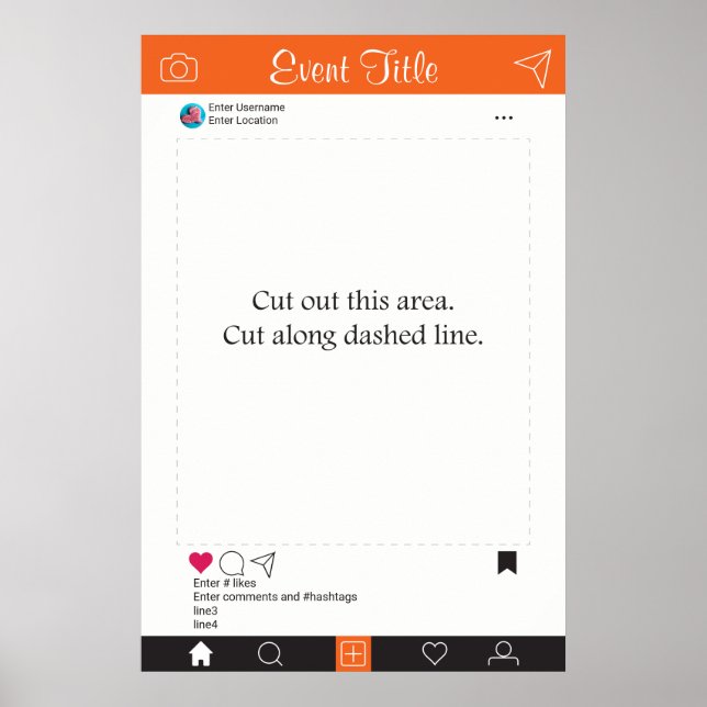 Póster Photo Booth Prop Frame Poster Orang and Black (Frente)