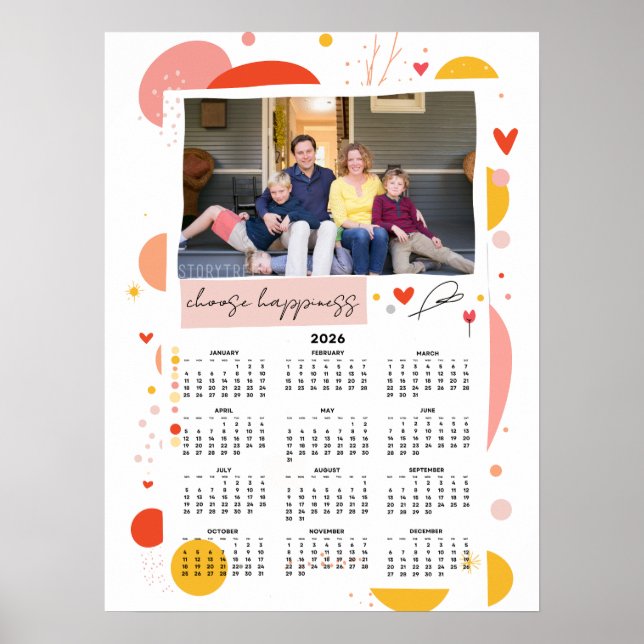 Póster Photo Calendar 2026 Choose Happiness Poster 18x24 (Frente)