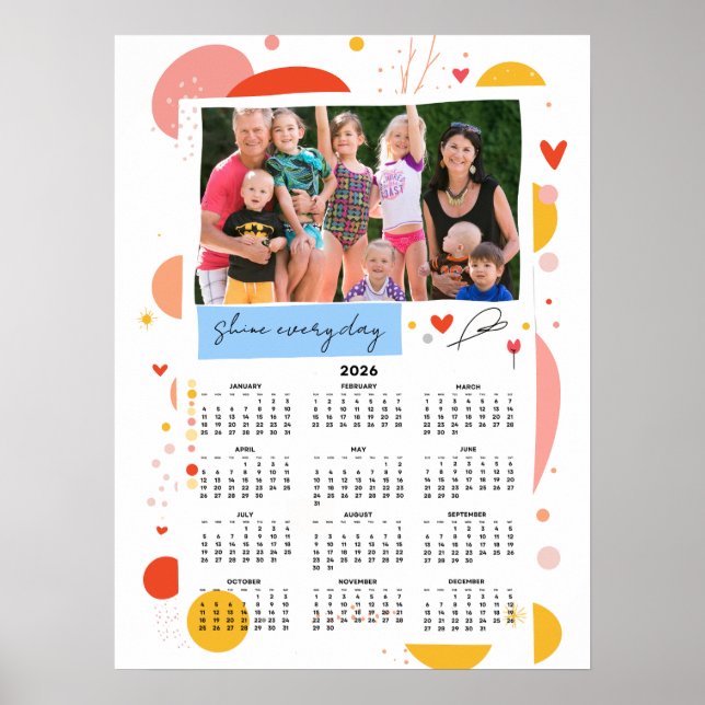 Póster Photo Calendar 2026 Shine Every Day Poster 18x24 (Frente)