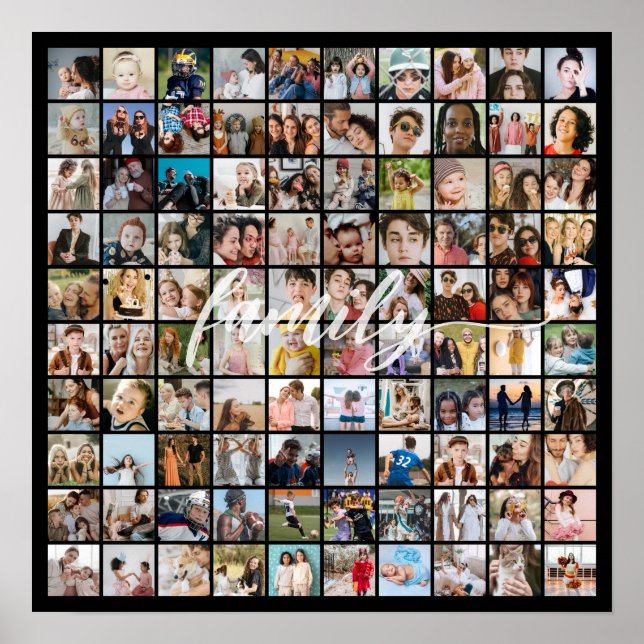 Póster Photo Collage 100 Pictures Square Grid (Frente)