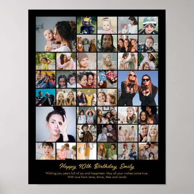 Póster Photo Collage Personalized Picture Mosaic Gift (Frente)