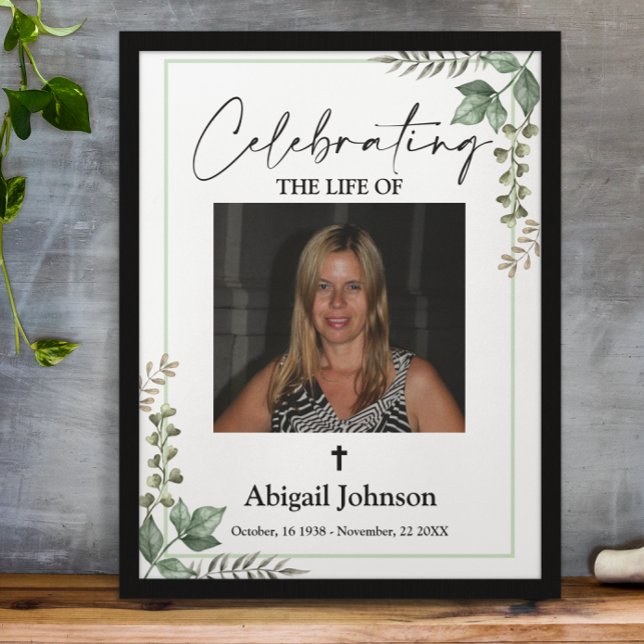 Póster Photo Greenery Celebrating the life Funeral Poster (Subido por el creador)