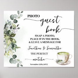 Póster Photo Guest Book Wedding Bridal Greenery Matcha