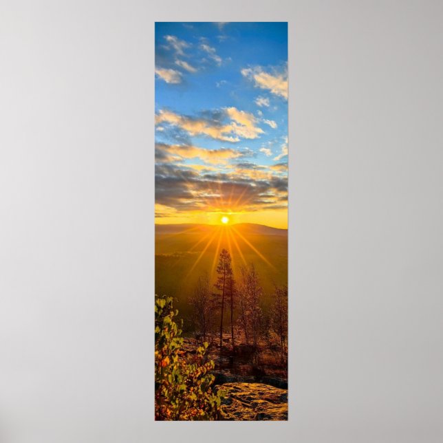 Póster photo of a mountainous autumn forest, mountains, p (Frente)