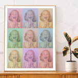 Póster Photo Pop Art | Fun Kids Family Portrait Colorful<br><div class="desc">A custom photo pop art style photo poster to upload your favourite photograph which is overlayed by a range of colourful transparent overlays in pastel shades of pink,  blue,  green,  yellow orange and purple!</div>