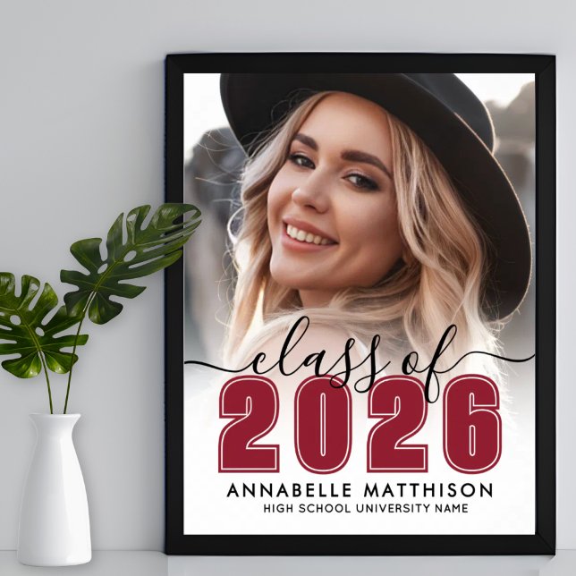 Póster Photo Red Graduation Party Sign (Photo Red Graduation Party Sign)