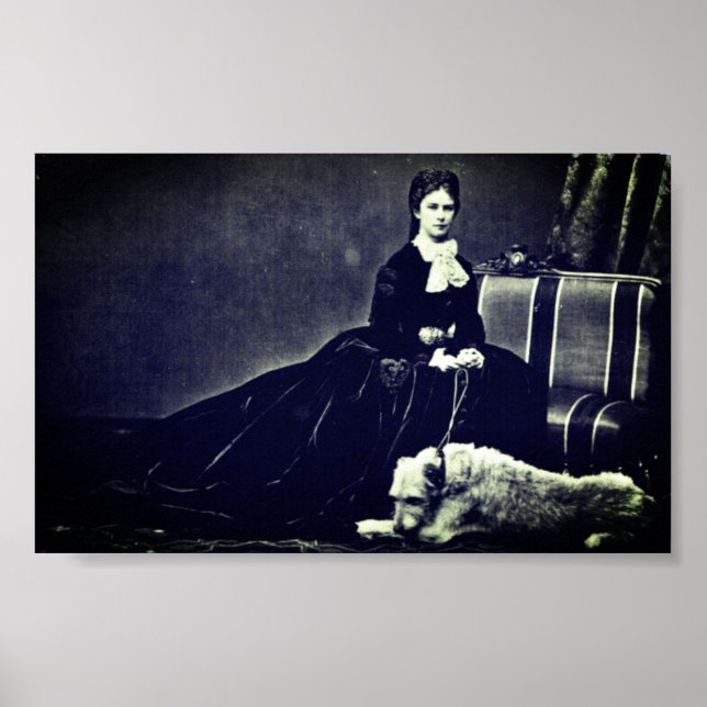 Póster Photograph Empress Elisabeth of Austria with dog (Frente)