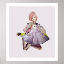 Photomontage Woman Wearing a ping wig 