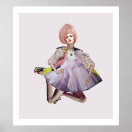 Póster Photomontage Woman Wearing a ping wig 