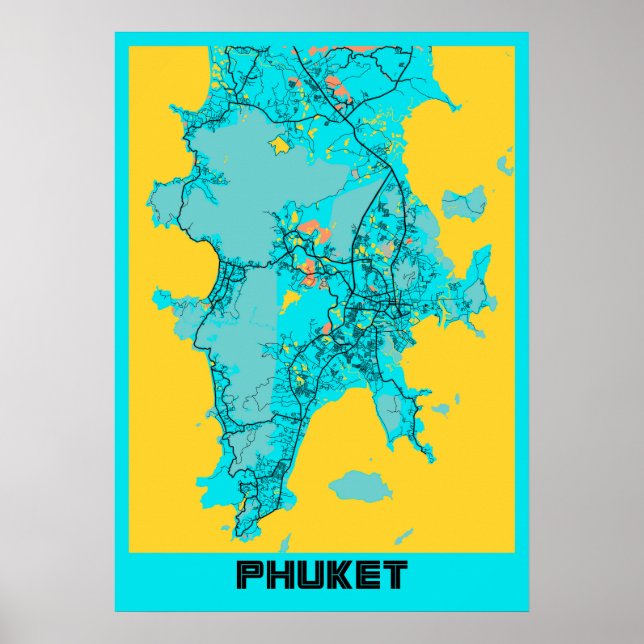 Póster Phuket - Mapa tailandés de Gloria (Frente)
