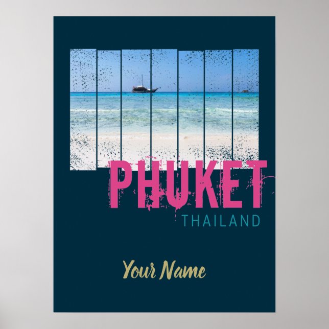 Póster Phuket Thailand Vintage Beach Panorama Souvenir (Frente)