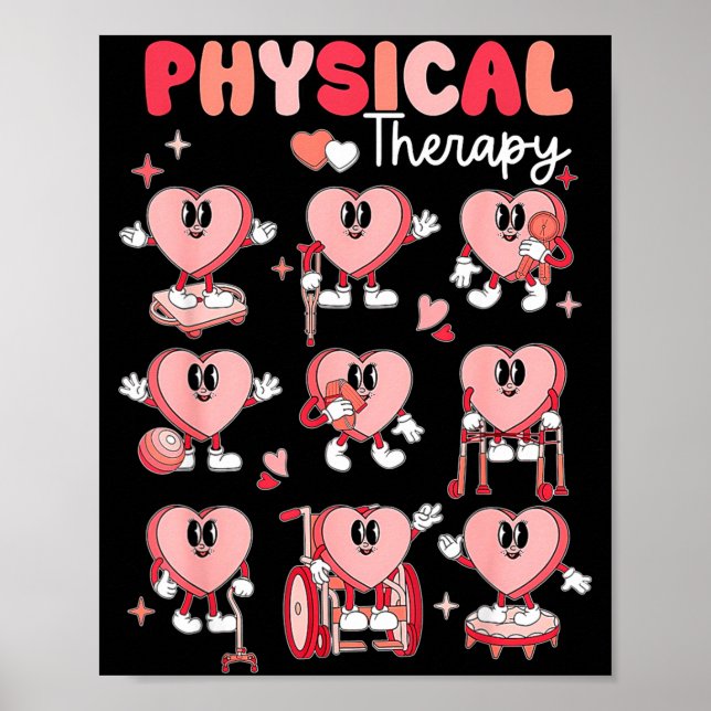 Póster Physical Therapy Cute Candy Heart Valentines Pt Th (Frente)