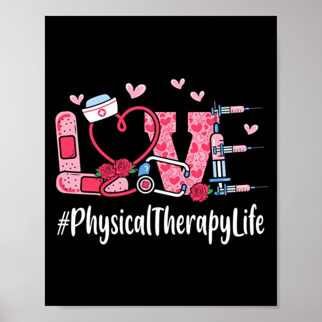 Póster Physical Therapy Love Valentine Day Women Heart Ap (Frente)